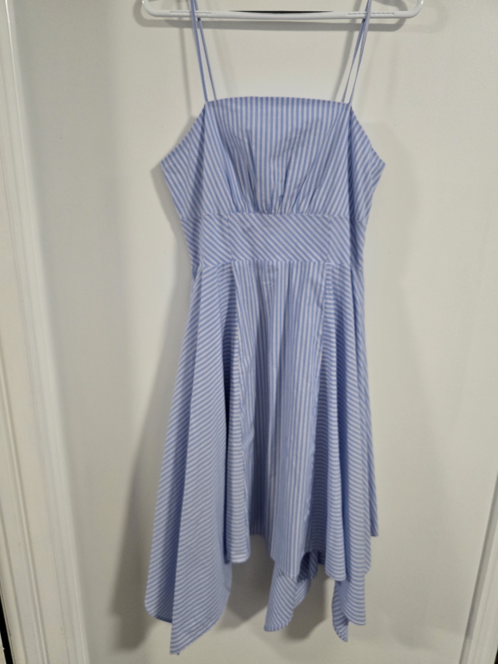 Joie Light Blue White Striped Spagetti Midi Cotton Dress Size M
